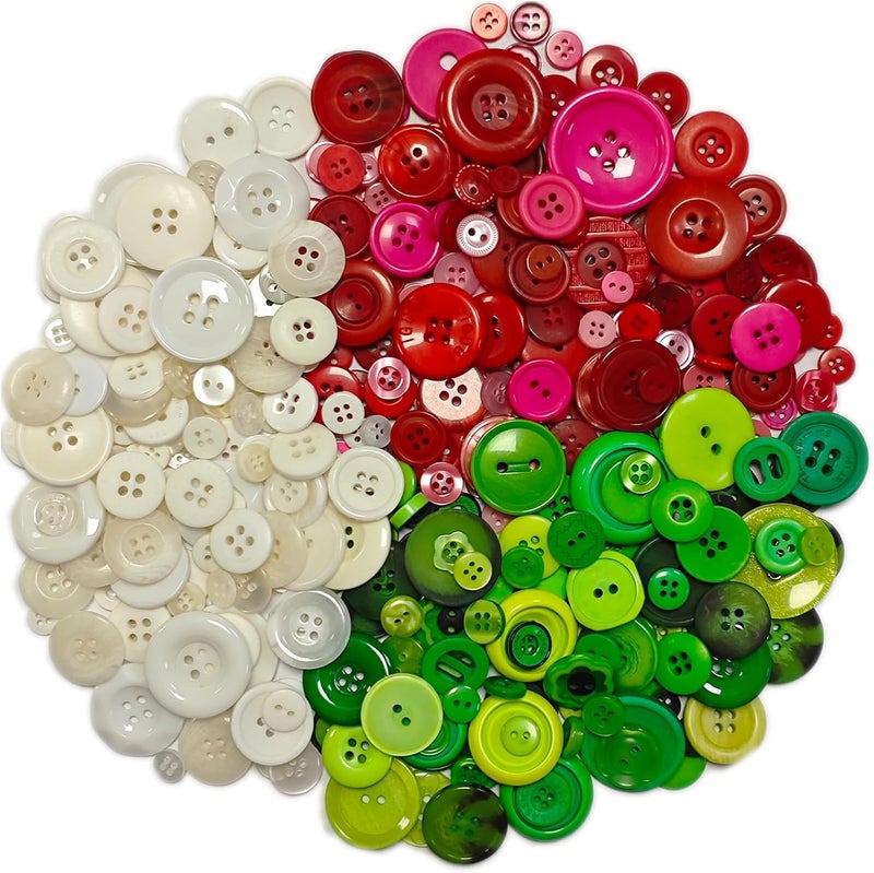 KOVOLALA 500-700 pcs Christmas Craft Buttons, Hand Sewing Buttons with 2 or 4 Holes for Sewing, Arts & Crafts, DIY Decorations - Image 3